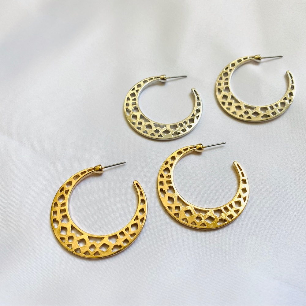 Crescent Moon Shaped Earrings - Picture 2 of 8